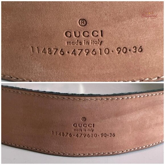Authentic Gucci Red/Green Web Leather Gold Interlocking G Buckle Belt 90/36 - Picture 5 of 13